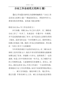 分站工作总结范文范例(2篇)