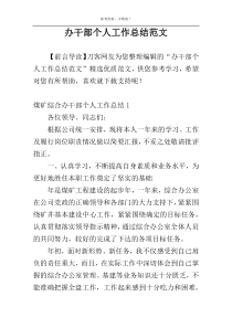 办干部个人工作总结范文