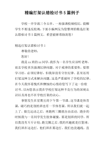 精编打架认错检讨书5篇例子