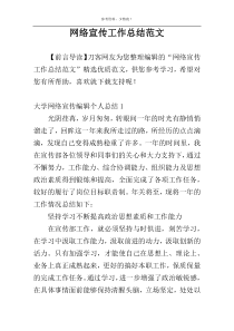 网络宣传工作总结范文