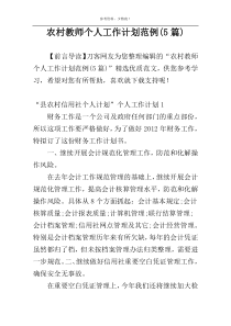 农村教师个人工作计划范例(5篇)