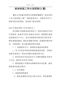 政治科组工作计划范例(2篇)