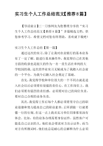 实习生个人工作总结范文【推荐8篇】