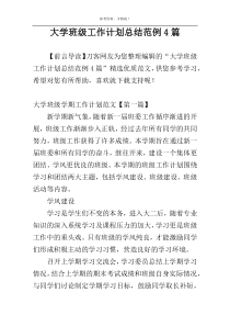 大学班级工作计划总结范例4篇