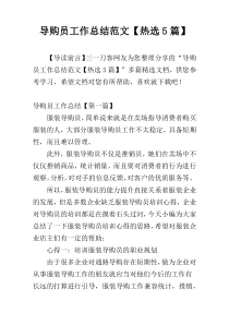 导购员工作总结范文【热选5篇】