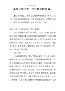 基本公共卫生工作计划范例(4篇)