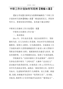 中职工作计划如何写范例【精编4篇】