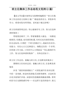 班主任集体工作总结范文范例(2篇)