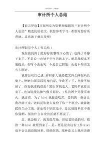 审计所个人总结