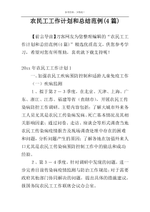 农民工工作计划和总结范例(4篇)