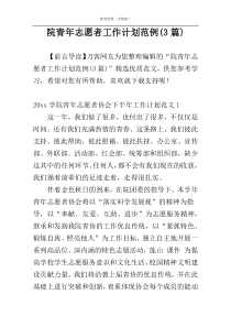 院青年志愿者工作计划范例(3篇)