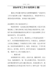 该如何写工作计划范例(2篇)