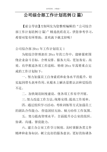 公司综合部工作计划范例(2篇)