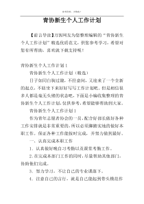 青协新生个人工作计划