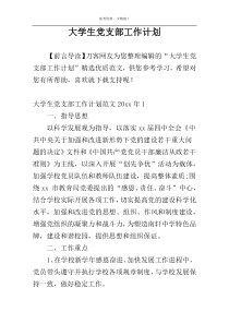 大学生党支部工作计划