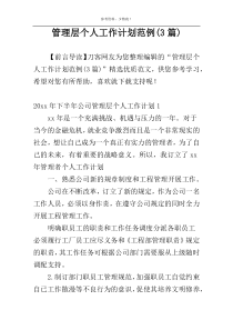 管理层个人工作计划范例(3篇)