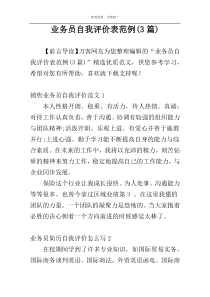 业务员自我评价表范例(3篇)