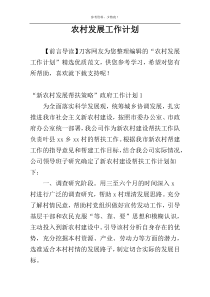 农村发展工作计划