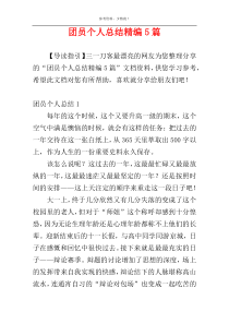团员个人总结精编5篇