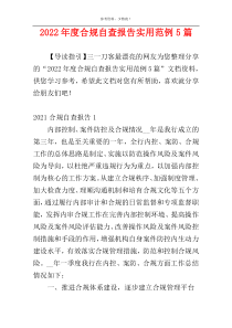2022年度合规自查报告实用范例5篇