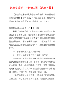巡察整改民主生活会材料【范例4篇】