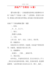 房地产广告策划（4篇）