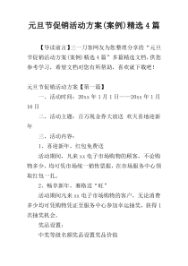 元旦节促销活动方案(案例)精选4篇
