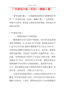 广告策划方案（实例）（精编5篇）