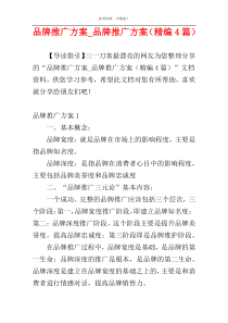 品牌推广方案_品牌推广方案（精编4篇）
