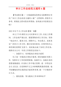 审计工作总结范文通用4篇