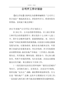 公司开工作计划会
