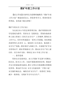 煤矿年度工作计划