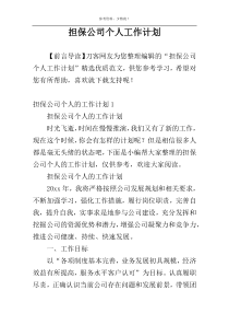 担保公司个人工作计划
