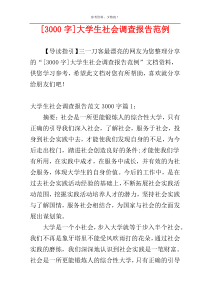 [3000字]大学生社会调查报告范例