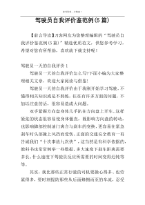 驾驶员自我评价鉴范例(5篇)