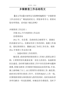 乡镇督查工作总结范文