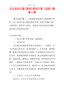 元旦活动方案(案例)策划方案（实例）精编4篇