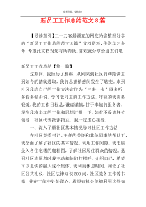 新员工工作总结范文8篇