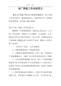 电厂班组工作总结范文