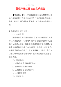暑假环保工作社会实践报告