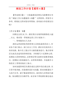 规划工作计划【通用4篇】