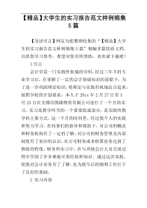 【精品】大学生的实习报告范文样例锦集5篇
