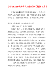 小学班主任优秀育人案例范例【精编4篇】