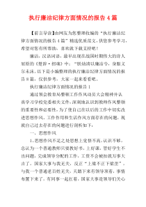 执行廉洁纪律方面情况的报告4篇