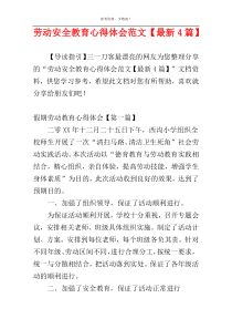 劳动安全教育心得体会范文【最新4篇】