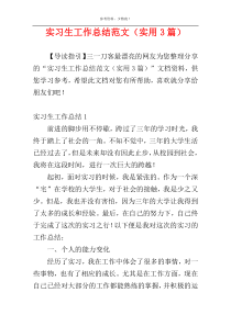 实习生工作总结范文（实用3篇）