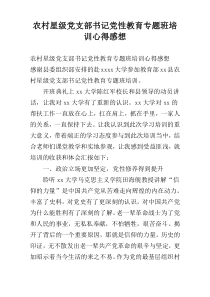 农村星级党支部书记党性教育专题班培训心得感想