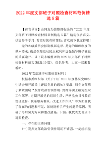 支部班子对照检查材料范例2022年度精选5篇