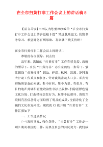 在全市扫黄打非工作会议上的讲话稿5篇