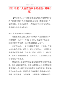 2022年度个人自查自纠总结报告（精编2篇）